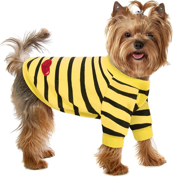 Pet Dog Striped T-Shirt Dogs Cats Cotton Vest Spring Summer Pet Apparel Tee Shirt Suitable for Small and Medium Large Pets French Bulldog Bichon