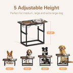 Zarler Elevated Dog Bowls for X-Large and Large Breed, 5 Adjustable Heights from 8.2'' - 17.3'', 2 Stainless Steel Bowls, 8.2'',11.8'',13.7'',15.7'',17.3'' Raised Dogs Food Bowl Stand