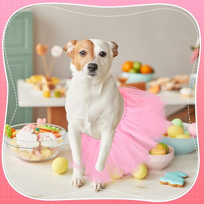 Dog Tutu Tulle Tutu for Dogs Small Large Medium Puppy Dress Ballerina Costume Skirt for Holiday Puppy Cats Bunny Pet Outfit Birthday Wedding Party Photo Prop Supplies(Pink)