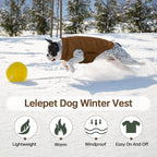 Lelepet Reversible Dog Coat Waterproof Dog Jacket Windproof Puffer Vest for Winter Warm Lightweight Coats for Medium Dogs Adjustbale Hook & Loop Pet Apparel with Leash Hole, French Bulldog, Brown L