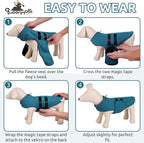 Queenmore Large Dog Sweaters, Soft Fleece Vest Pullover Dog Jacket with Leash Hole, Warm Winter Dog Clothes Cold Weather Doggy Dachshund Sweater for Large Dogs Cats Boy or Girl (Peacock-Blue, L)