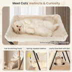 71" Modern Wood Cat Tree for Large Cats - Heavy Duty Tall Cat Tower for Indoor Cats, Multi-Level Cat Furniture with Spacious Condo, Large Perch, Scratching Posts & Hammock(Washed Grey)