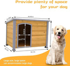 Extra Large Dog House Outdoor Weatherproof Wooden Dog Kennel Dog Houses for Large Dogs Outside Indoor Dog House Doghouse for Winter with Raised Feet, Natural