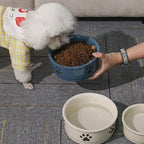 Sweejar Ceramic Dog Bowls with Paw Pattern, Dog Food Dish for Large Dogs, Porcelain Pet Bowl for Water 70 Fl Oz (White)