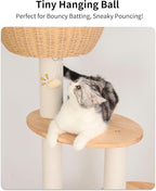 Modern Cat Tree for Large Cat, Wood Cat Tower Heavy Duty with Scratch Post for Indoor Big Cats (133cm (Natural Wood))