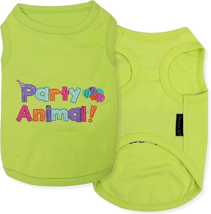 Parisian Pet Dog Shirt – 100% Cotton Shirts for Small Dogs – Sleeveless Puppy Clothes – Lightweight Party Animal Dog Apparel – Breathable Clothes for Dogs - Stretchy Pet T Shirts
