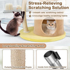 PETSITE 33 Inch Cute Cat Tree, Modern Cat Tower with Sisal Scratching Post, Cat Condo, Interactive Teasing Toy, 2 Removable and Washable Top Perches, Small Cat Tree for Indoor Cats