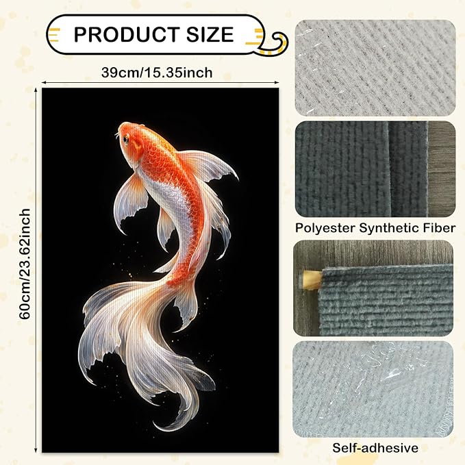 Nuxovilar Cat Wall Scratcher 15.3x23.6 Inches Polyester Synthetic Fiber, Red & White Koi Fish Print, wall scratchers for Indoor Cats, cat Scratching mat, Home Decor, Entryway, Office (2pcs)