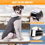 iBuddy Dog Winter Jacket for Large Dogs, Easy on Dog Snow Coat Velcro Waterproof Pet Puffer Coat with Harness Hole Adjustable Reflective Quilted Pet Cold Weather Vest Wind-Poof for Boy Male