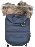 Puppia Hollis Winter Reversible Hooded Winter Dog Coat Warm Comfortable Fashionable for Small and Medium Dogs, Navy, Large