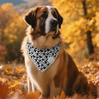 E-Clover Cow Print Dog Bandanas & Matching Scrunchie Set Fall Cowboys Theme Dog Scarf Bibs Pet Bandana with Bow Tie for Medium Large Dogs Owner Mom Black White