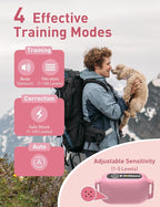 2-in-1 Bark and Shock Collar for Dogs, Smart Anti Barking Dog Training Collar with 5 Adjustable Sensitivity, Automatic Bark Collar with Remote, Vibration, Beep, Shock and Automatic (Pink)