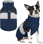 SUNFURA Dog Winter Coat, Waterproof Dog Coat Jacket with Harness for Medium Dogs Boys Girls, Reflective Fleece Lined Pet Snow Jacket Sweaters for Pug, Jack Russel, Boston Terrier, Navy Blue M