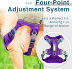 BARKBAY Dog Harness No Pull with ID Tag Pocket - Heavy Duty, Reflective, Easy Control for Large Dogs(Purple,S)