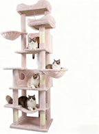 Pink 68 Inches Multi-Level Large Cat Tree, Cat Tree Tower for Indoor Cats Large Adult with Condo/Cozy Plush ‌Pussycat Perches/Sisal Scratching Posts for Cats to Play and Sleep