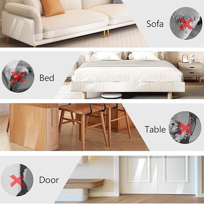 [Thicken Vinyl] Cat Scratch Furniture Protector, 162"x15" Couch Protector from Cat Claws, Single-Sided Sticky Anti Scratch Furniture Protector,Extended Size Protects More Furniture+50 Fixing