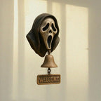 Christmas German Shepherd Welcome Bell – Retro Dog & Witch-Themed Doorbell – Decorative Cast Iron Hanging Bell with Brass Chime – Rustic Farmhouse Wall Décor (Witch)