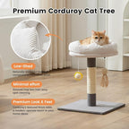 Gardner Pet 20" Cat Tree, Solid Wood Small Cat Tree with Cat Scratching-Posts & Hanging Toys for Kittens(Grey, Circle-Corduroy)