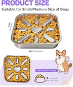 2-Pack Slow Feeder Dog Bowls with Non-Slip Mat, Stainless Steel Slow Feeder for Small & Medium Dogs, 2.5 Cups Pet Bowl for Slows Down Eating, Dishwasher Safe, Anti-Gulping Dog Bowl