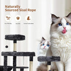 Indoor Cat Tree for Large Cats, 64.5 Inch Multi-Cat Cat Tree, Includes 3 Perches, 2 Cat Beds, 2 Hanging Baskets, Ideal for Multiple Cats to Play (Grey)