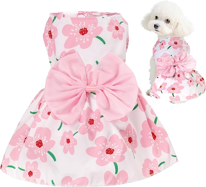 choyaxo Floral Dog Dress Cute Dog Skirt Pet Dress Summer Pet Clothes for Puppy Small Cats,S