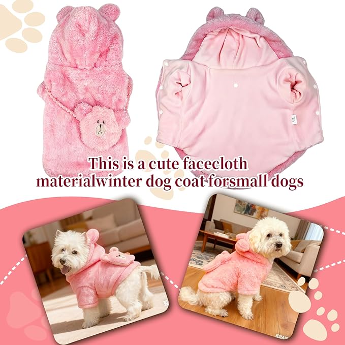 Winter Dog Jacket for Small Dogs Clothes for 10 to13 lbs - Warm Dog Fleece Jacket Coat Windproof Hoodie Dogs Coat Suitable for Winter Puppy Jacket