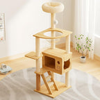 48.8" Tall Cat Tree Wood Multi-Level Cat Tower for Indoor Cats with Acrylic Hammock, Sisal-Covered Scratching Posts and Top Perch, Climbing Ladder for Small Large Cats (48.8")