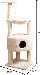 TRIXIE Baza Cat Tower, Scratching Posts, Condo, Hammock, Platform, Dangling Pom-Pom,Cream,44543 Large