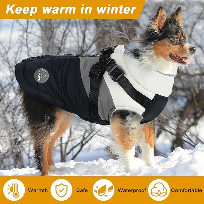 Warm Dog Winter Coat,Waterproof Dog Jacket with Built-in Harnes (Green, XS)