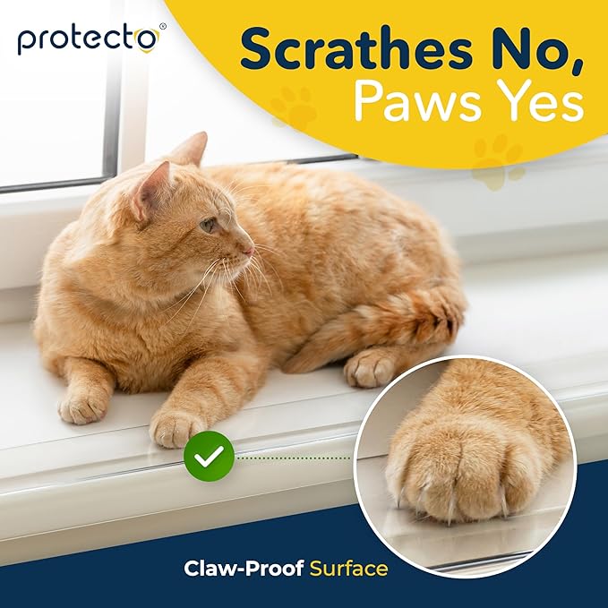 PROTECTO 2Pack Window Sill Protector from Dogs - 29.5x3.25 Clear Window Guards from Cats Scratching, Chewing & Clawing - Keep Your Sills Smooth & Paws Safe - Ultra Strong Window Sill Cover Protection