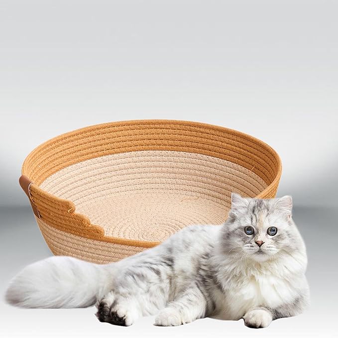Cat Bed Basket, Comfortable Lounge Bed, Grinding Claws, Scratching Resistant Cat Scratcher Rest Nest for Indoor Cats, L