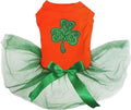 Petitebella Green Sequins Clover Puppy Dog Dress (Orange/Green, XXX-Large)