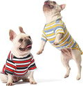 Dog Shirts Cotton Striped T-Shirt, Summer Pet Clothes for Small Dogs, 2-Pack Soft Puppy Apparel Cat Tee, Breathable Stretchy, Red Yellow XL