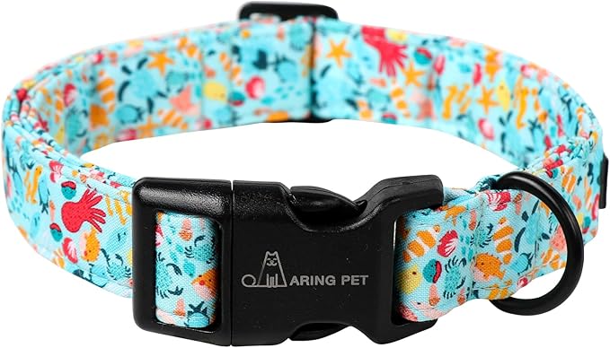 ARING PET Summer Dog Collar, Cute Blue Submarine World Doggy Collars for Puppy Small Medium Large Boy Girl Dogs Pet, for Daily Photos Outdoor Beach Walking Picnic, S