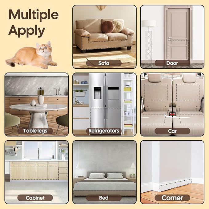 Cat Scratch Furniture Protector - Thicken PVC 118.11"*15.75 Couch Protector from Claws Single-Sided Anti Scratching Tape - Cat Couch Corner Protector - Pet Tape for Furniture for Door Wall