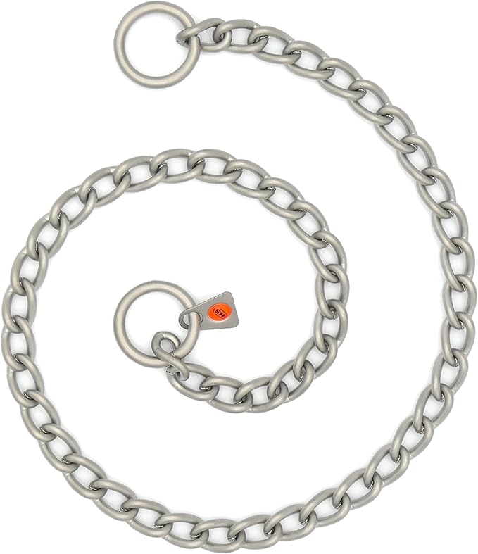Herm Sprenger - Matt Stainless Steel Scratch Resistant Dog Training Collar - Round Links Slip Chain - Small Medium Large Dogs - Professional Training Collar - Made in Germany (22 inches (55 cm))