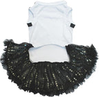Petitebella Plain Sequins Tutu Puppy Dog Dress (White/Black Sequins, Small)