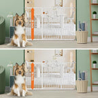 keny 36" Extra Tall Baby Gate for Stairs, 29"-55" Wide Auto Close Dog Gate for Doorways, Pressure Mounted Easy Walk Through Pet Gate with Door, White