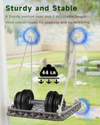 Cat Window Perch, Cat Window Hammock Bed for Indoor Cats, Large Handwoven PE Rattan Window Seat, 4 Suction Cups, Double Sided Washable Cushion Bed, 2.3 Inch Fence Shelf, for Pet Kittens Gray