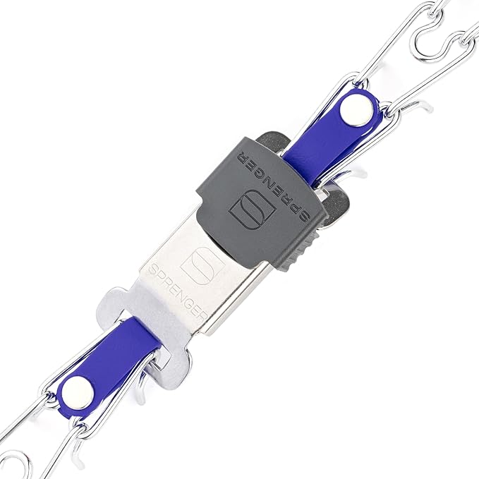 Herm Sprenger Chrome Plated Steel Dog Collar with Quick Release ClicLock Buckle and Biothane Insert Training Collar for Dogs Made in Germany (Blueberry Royal, 16in x 2.25mm(Neck Size up to 13-14in))