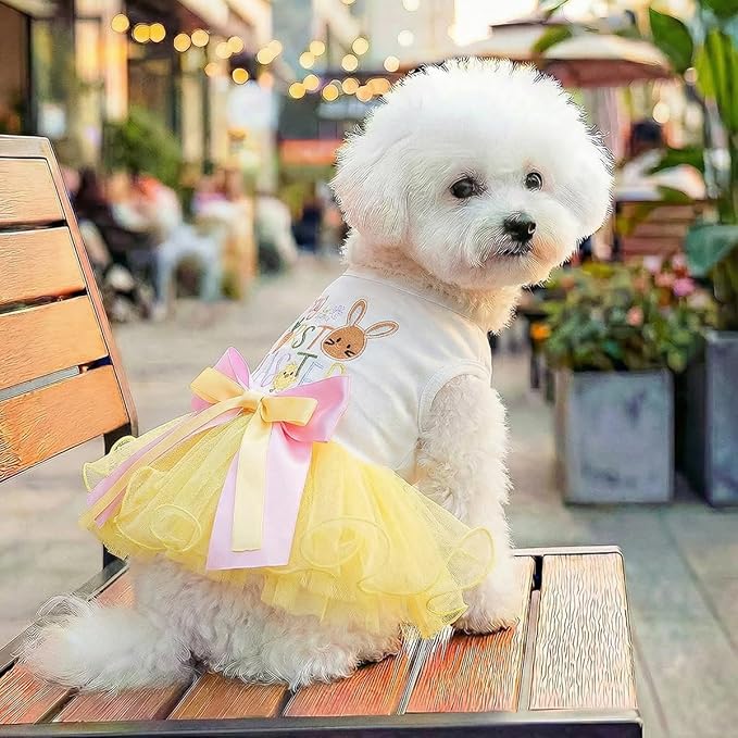 Furbabycare® Elegant Sweet Easter Puppy Dog Blingbling Princess Skirt Pet Dog Lace Cake Camisole Tutu Dress C-Easter Bunny-6 Small