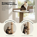 Cat Window Perch with Thick Sisal Scratching Post, Cats Hammock for Window with 3 Upgrade Suction Cups, 55" Adjustable Tall Cat Scratching Post with Large Perch, Cats Window Bed with Fluffy Cushion