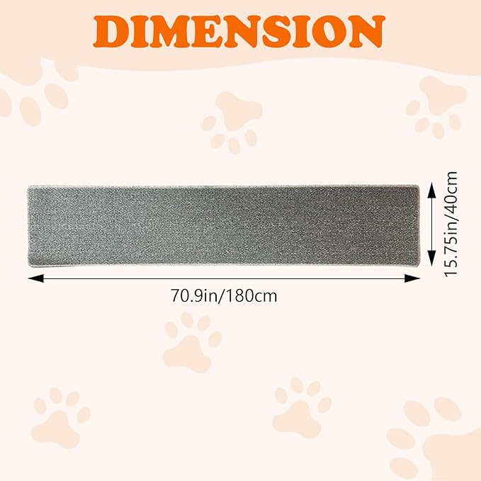 70.9"x 15.7" Thickened Extra Large Cat Wall Climbing Carpet with 10pcs Fixed Nails, Durable Cat Wall Furniture, Wall Scratcher, Scratching Post, Couch Sofa Protector, Gray