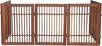 Urnporium Pet Dog Gate Freestanding, Strong Durable Folding Wooden Fence, Portable Acacia Hardwood Safety Barrier for Indoor & Outdoor Use (Brown Pet Gate, 5 Panel 24" Tall)