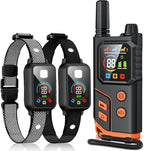 Dog Shock Collar, 2 Dog Training Collar with Remote for Medium Large Dogs, IP67 Waterproof Electronic Training Collar with 4 Training Modes, Security Lock, Rechargeable Shock Collar