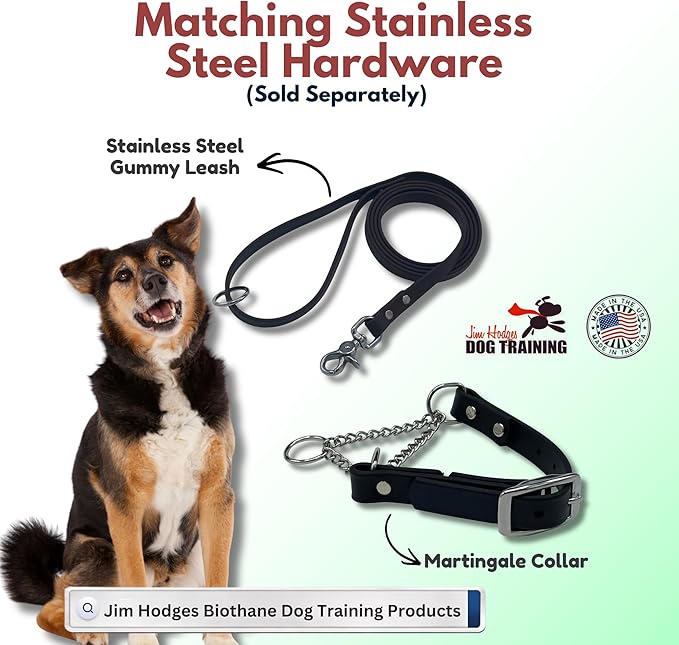 Martingale Collar for Dogs, Biothane, Stainless Steel Hardware, No Pull, Made in The USA, Professional Grade,XXS, Black