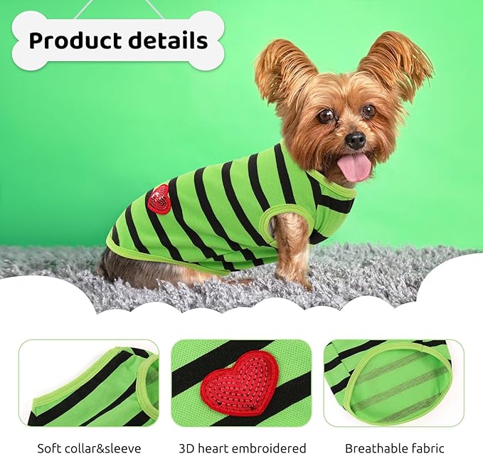 Dog Shirts for Large Dogs, Striped T-Shirts Pets Vest Pet Apparel Tee Shirts Dog Tank Top Spring Summer Suitable for Chihuahua French Bulldog Bichon Shih Tzu