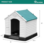 YITAHOME Plastic Dog House, Waterproof Indoor Outdoor Doghouse for Large or Small Dog, with Air Vents and Elevated Floor, Easy Assemble and Clean
