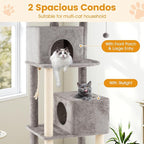 PETSITE 81 Inches Tall Modern Cat Tree, Multi-Level Cat Tower with Sisal Scratching Posts, 2 Private Condos, 2 Hanging Jingling Ball, Hanging Sisal Rope, 2 Top Perches, and Multiple Jumping Platforms