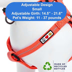 Pawtitas Recycled Reflective Step-in Dog Harness – Adjustable No-Pull Vest for Puppies to Seniors, Safe & Comfortable S Coral